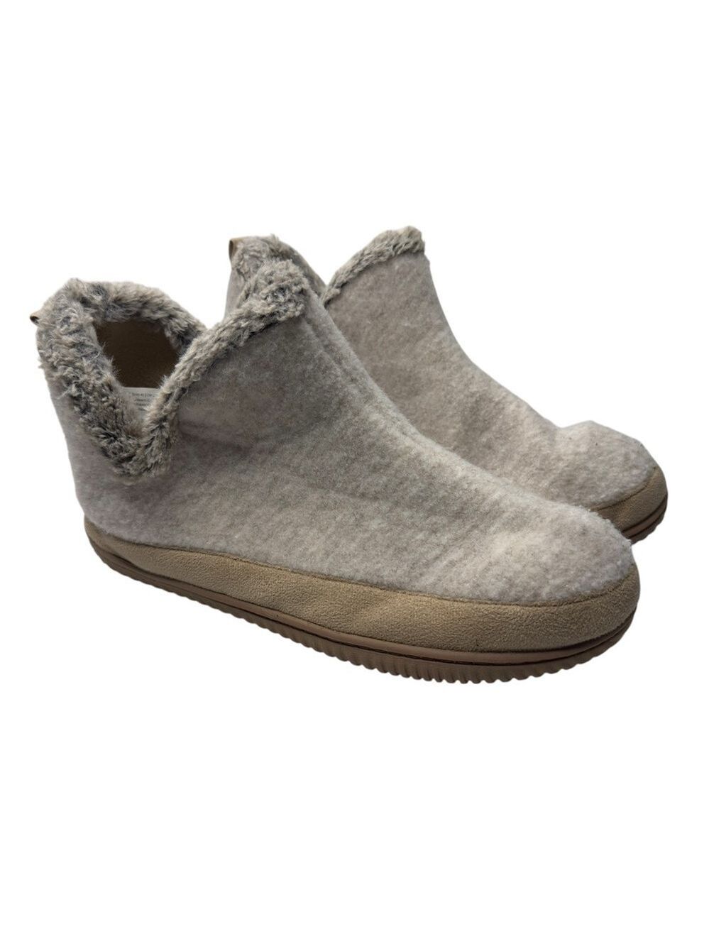 Dlux by Dearfoams Cozy Women's Beige & Gray Booties Slip-On Shoes Size XL‎